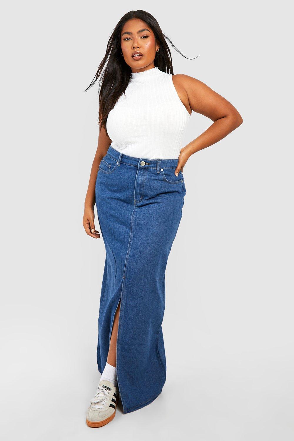 Blue jean pencil shop skirt plus size